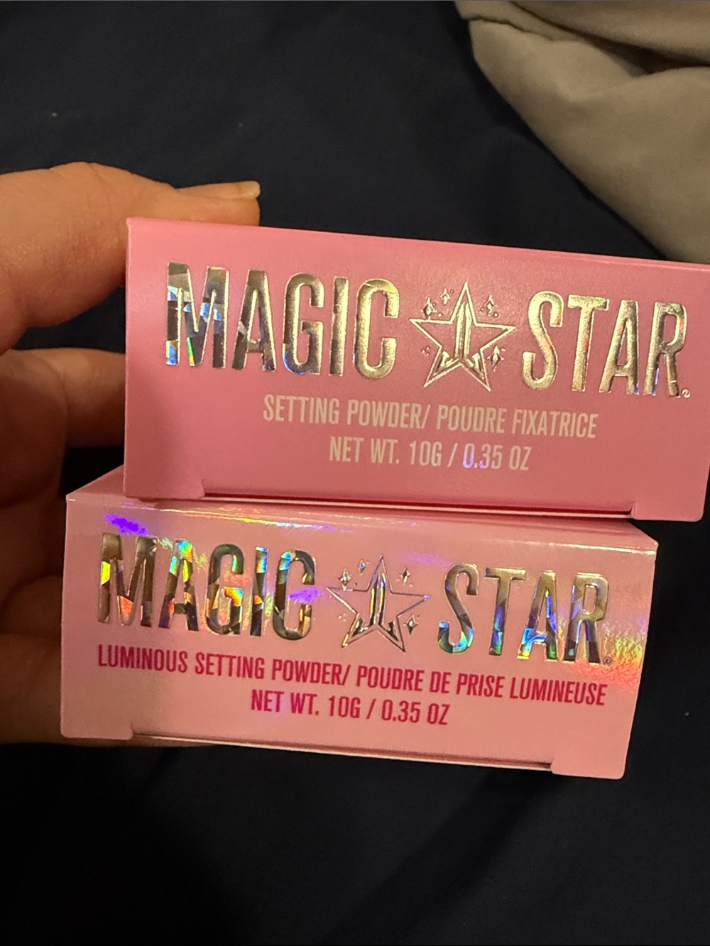 Jeffree Star Magic Star Luminous and Lavender Setting Powder - Pink Packaging